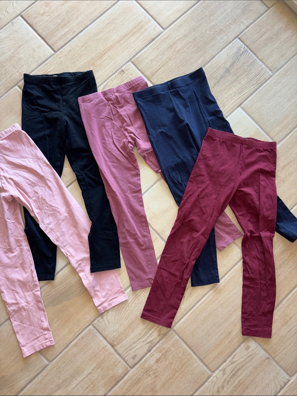 H&M Girls' Stretch Cotton Leggings - Pink, Black, Navy, Mauve, Burgundy size 7